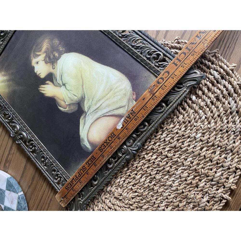 Vintage Ornate Brass Framed Convex Bubble Glass Portrait ‘The Infant Samuel’ - Picture 7 of 7